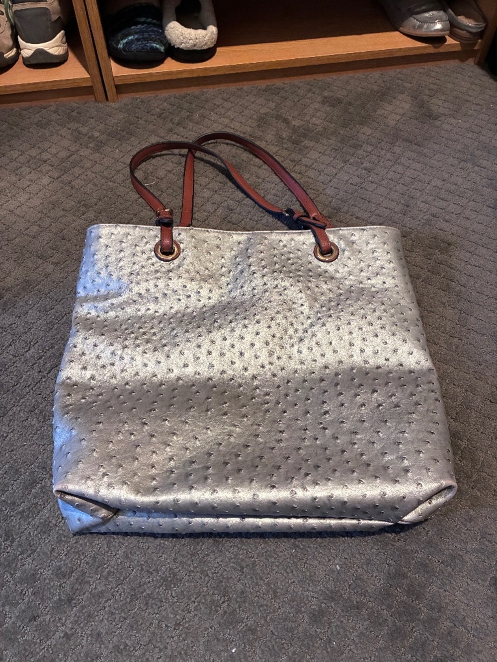 Silver Ostrich Bag
